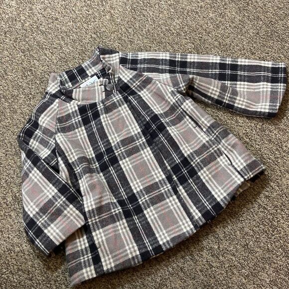 Old Navy Wool And Viscose Plaid Kids Jacket - Black, Gray, Pink Size L - Picture 3 of 10